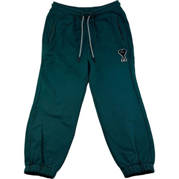PUMA X AMI Varsity Green Thick Heavy Cotton Zippered Pockets Cuffed Sweatpants L